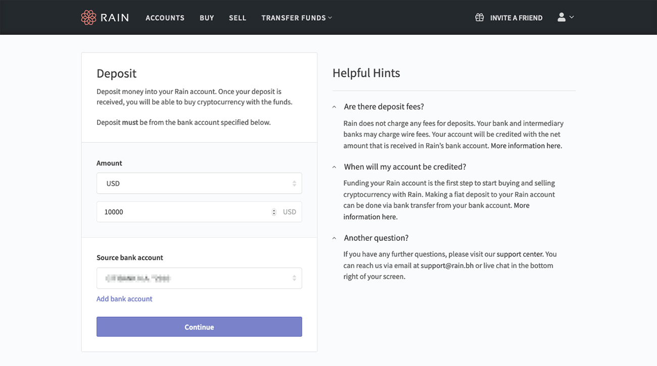 deposit funds from bank