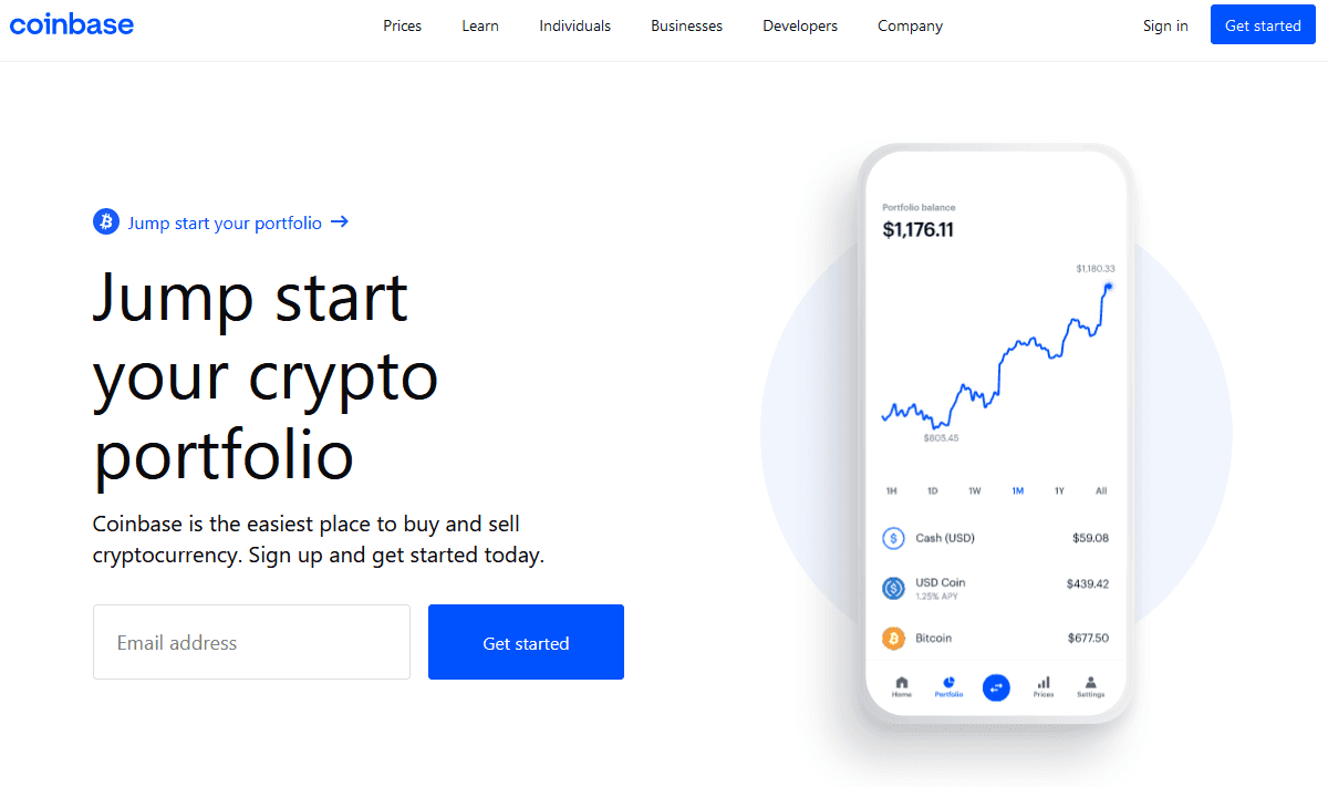 coinbase homepage