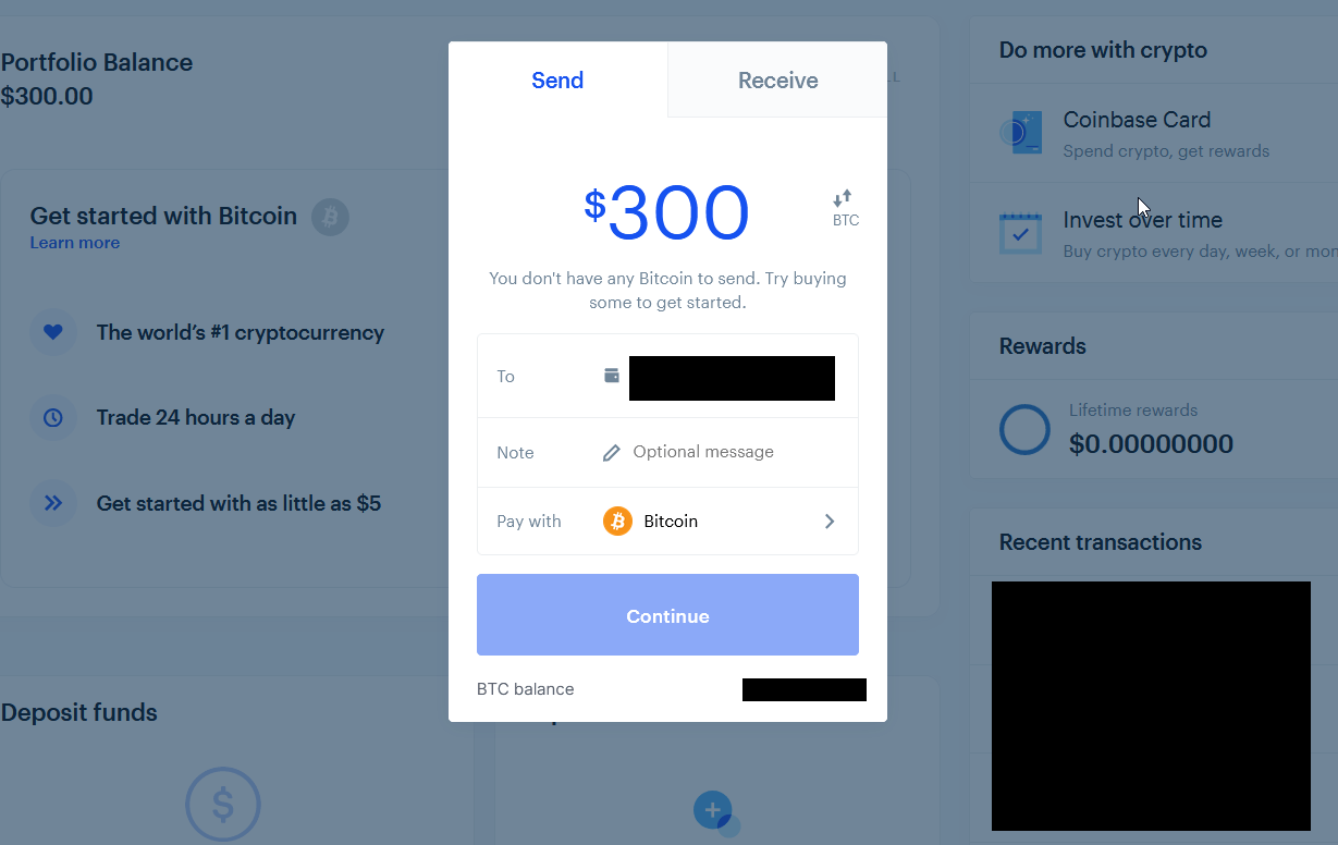 coinbase address input