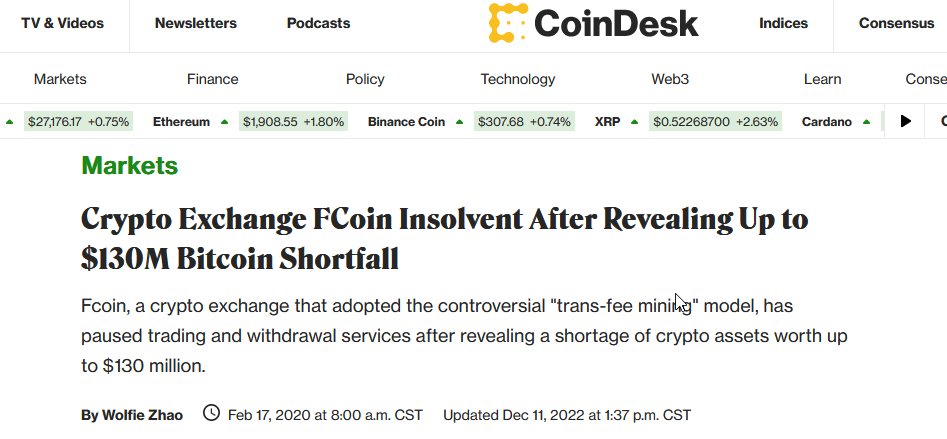 FCoin Bankruptcy