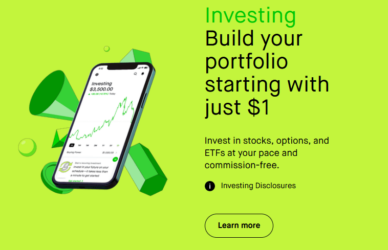 Robinhood Trading App homepage