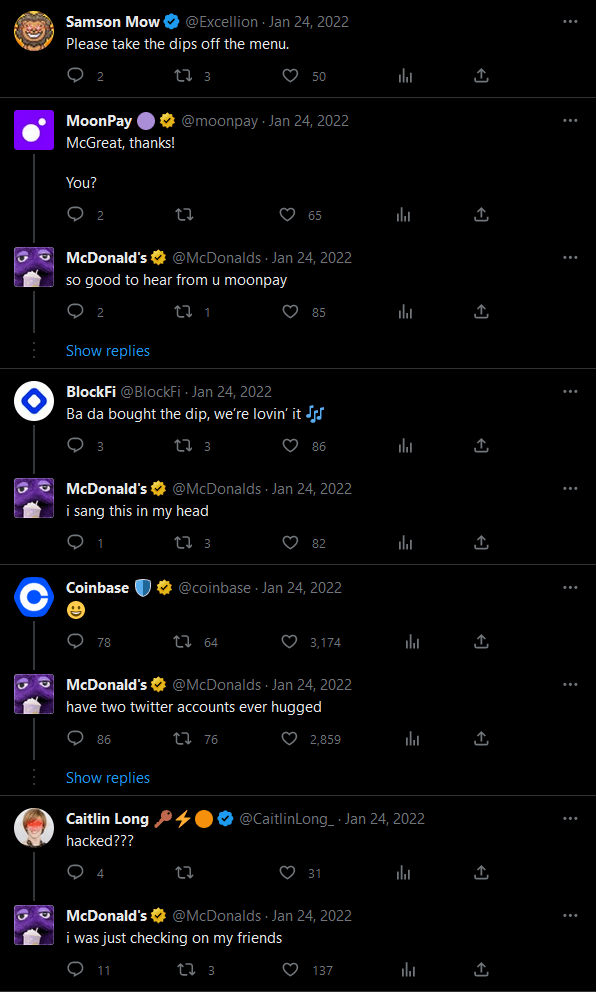 mcdonalds crypto twitter responses