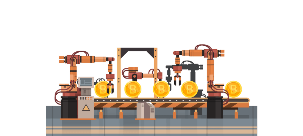 bitcoin assembly line illustration