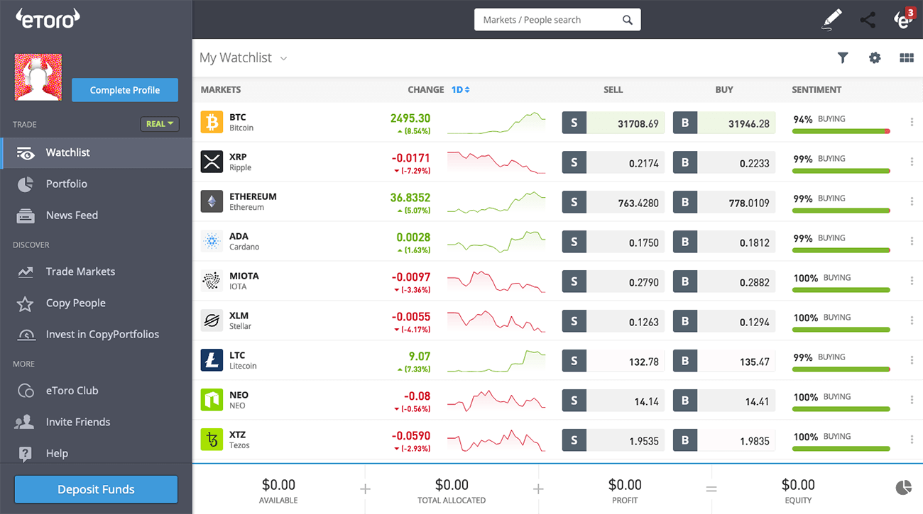 screenshot etoro dashboard