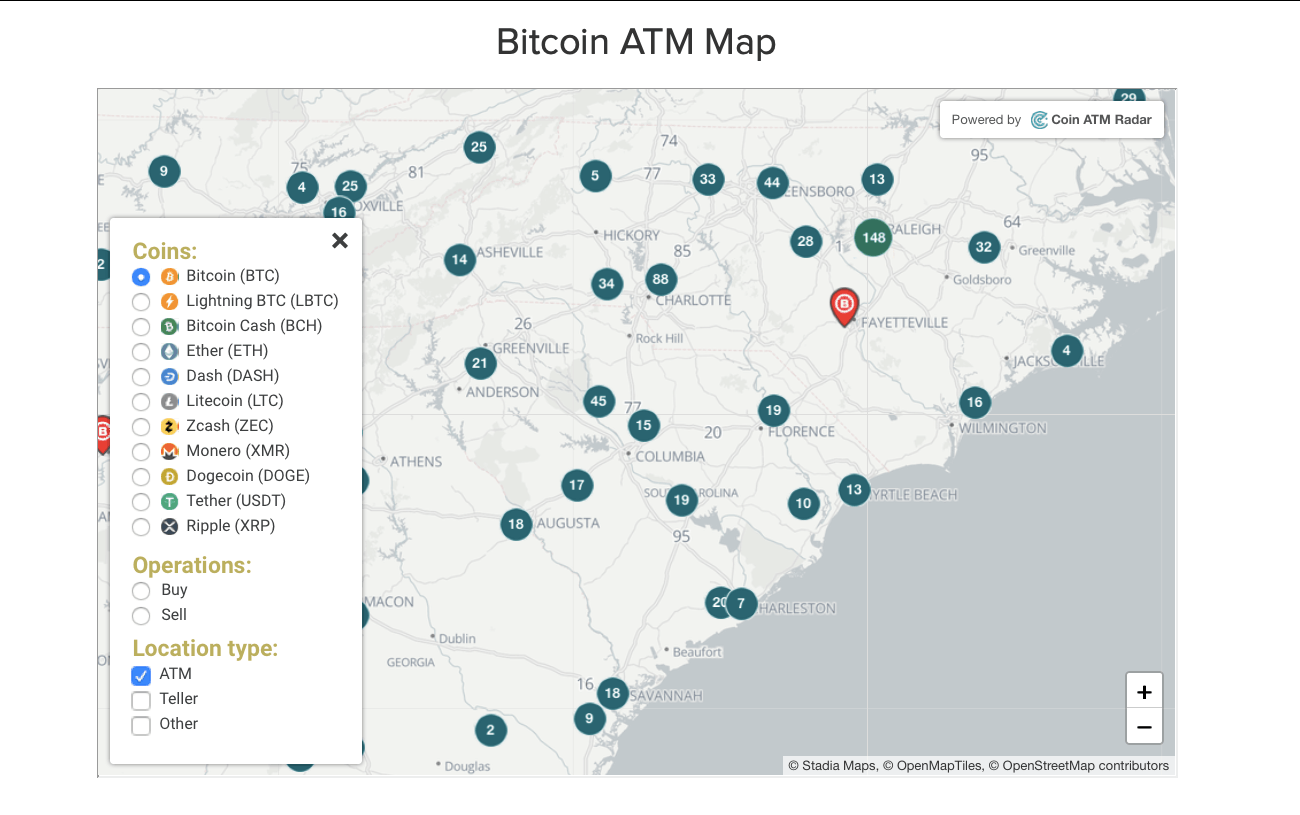 bitcoin atm map south carolina