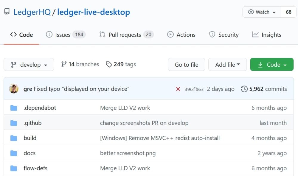 ledgers github page