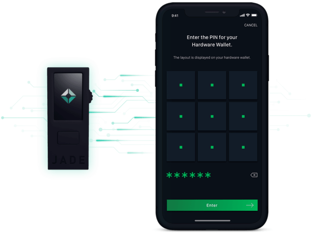 blockstream jade with mobile device