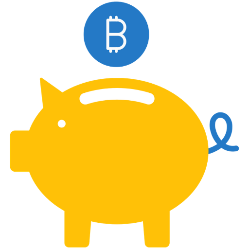 yellow bitcoin piggy bank icon